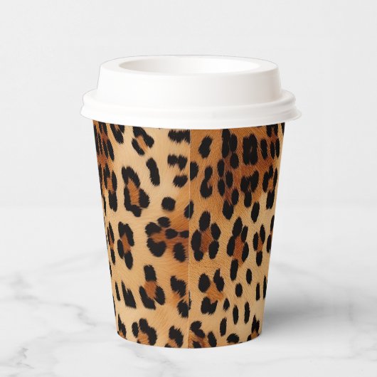 Bruin Zwart Crème Luipaard Print Papieren Bekers (Rechts)