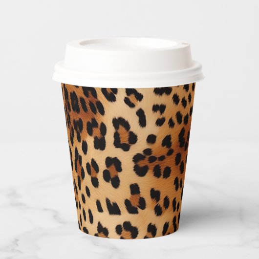 Bruin Zwart Crème Luipaard Print Papieren Bekers (Voorkant)