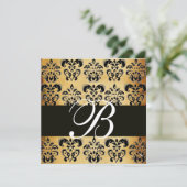 BRUIN ZWART DAMAST PERKAMENT MONOGRAM, wit Kaart (Staand voorkant)