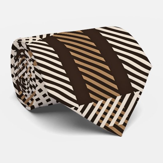 Bruin, zwart en grijs gestreept Stropdas (Opgerold)