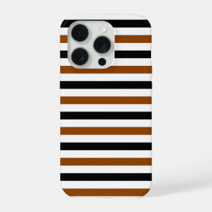 Bruin Zwart en wit strepen ontwerp iPhone 15 Pro Case