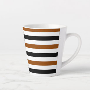 Bruin Zwart en wit strepen ontwerp Latte Mok