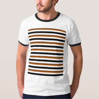 Bruin Zwart en wit strepen ontwerp T-shirt