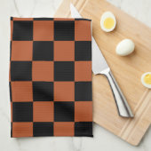 Bruin zwart geruit controlepatroon theedoek (Quarter Fold)