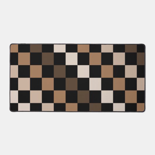 Bruin Zwart geruit Gingham Patroon Bureaumat (Voorkant)