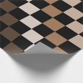 Bruin Zwart geruit Gingham Patroon Cadeaupapier (Hoek)