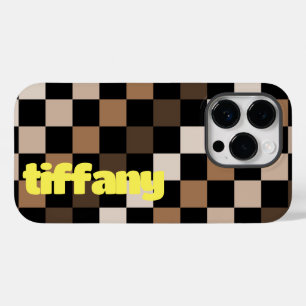 Bruin Zwart geruit Gingham Patroon Case-Mate iPhone 14 Pro Hoesje