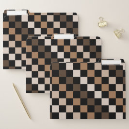 Bruin Zwart geruit Gingham Patroon Documentenmap