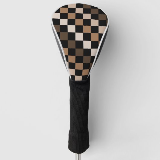Bruin Zwart geruit Gingham Patroon Golfheadcover (Voorkant)