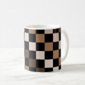 Bruin Zwart geruit Gingham Patroon Koffiemok (Voorkant rechts)