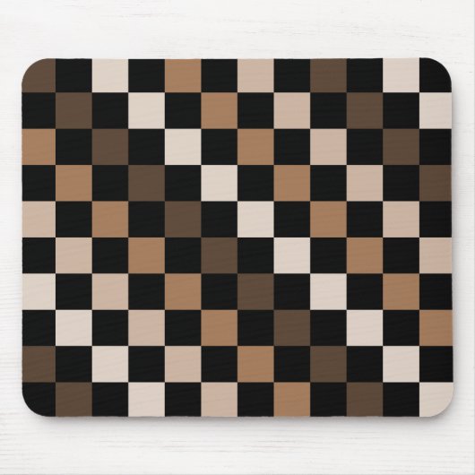 Bruin Zwart geruit Gingham Patroon Muismat (Voorkant)