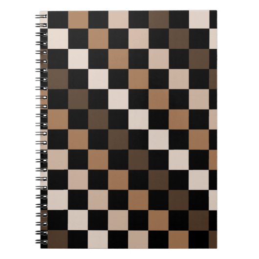 Bruin Zwart geruit Gingham Patroon Notitieboek (Voorkant)
