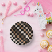 Bruin Zwart geruit Gingham Patroon Papieren Kommen (Feest)