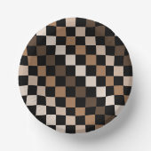 Bruin Zwart geruit Gingham Patroon Papieren Kommen (Voorkant)