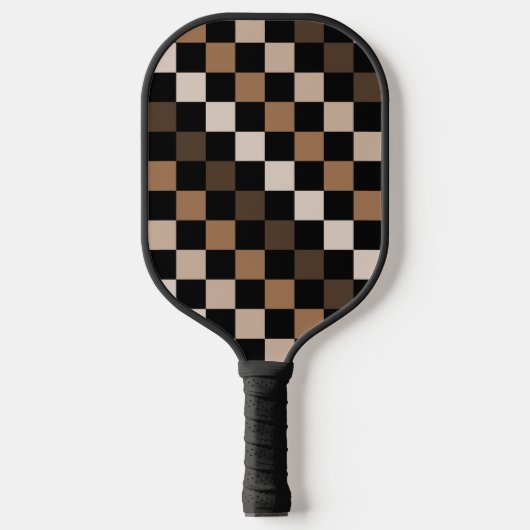 Bruin zwart geruit gingham patroon pickleball paddle (Voorkant)