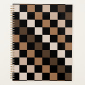 Bruin Zwart geruit Gingham Patroon Planner (Voorkant)