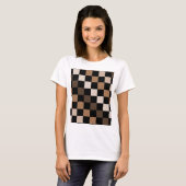 Bruin Zwart geruit Gingham Patroon T-shirt (Voorkant volledig)