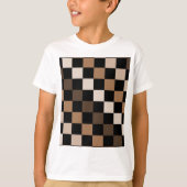Bruin Zwart geruit Gingham Patroon T-shirt (Voorkant)
