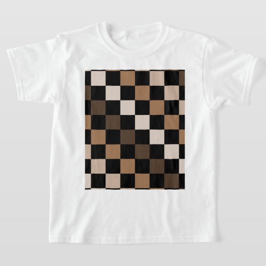 Bruin Zwart geruit Gingham Patroon T-shirt (Laagn)