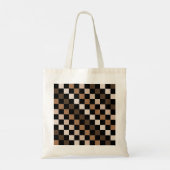 Bruin Zwart geruit Gingham Patroon Tote Bag (Achterkant)