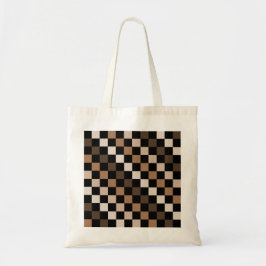 Bruin Zwart geruit Gingham Patroon Tote Bag