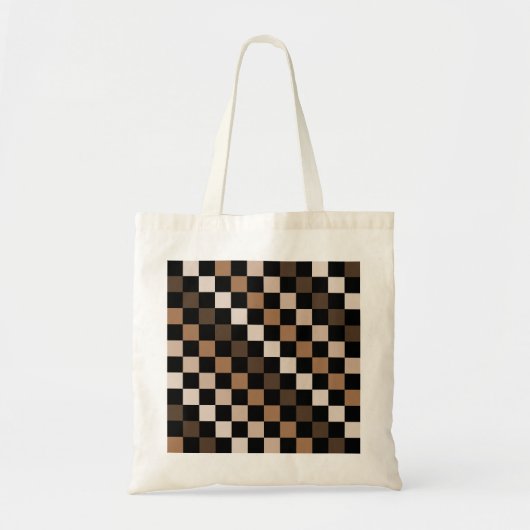 Bruin Zwart geruit Gingham Patroon Tote Bag (Voorkant)