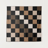 Bruin Zwart geruit Gingham Patroon Wandkleed (Voorkant (horizontaal))