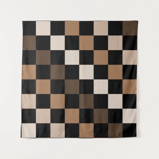 Bruin Zwart geruit Gingham Patroon Wandkleed (Voorkant (horizontaal))