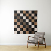 Bruin Zwart geruit Gingham Patroon Wandkleed (In Situ (horizontaal))