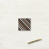Bruin zwart geruite minimalistische retro post-it® notes (Op bureau)