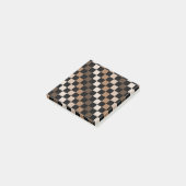 Bruin zwart geruite minimalistische retro post-it® notes (Schuin)