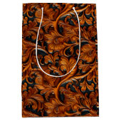  bruin zwart geslepen leer medium cadeauzakje (Voorkant)