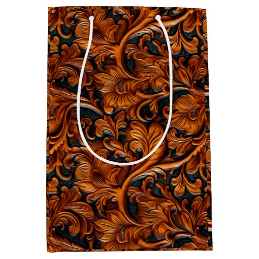  bruin zwart geslepen leer medium cadeauzakje (Voorkant)