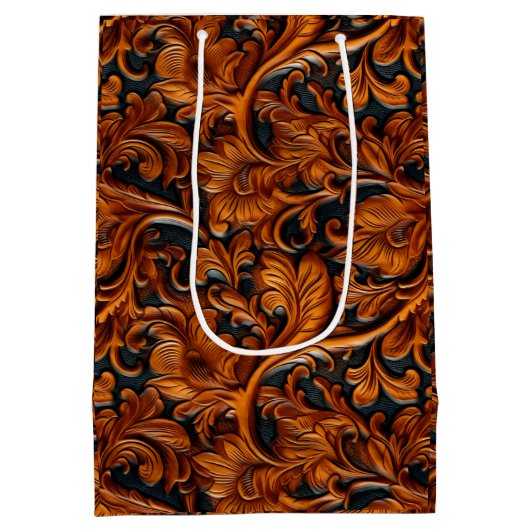  bruin zwart geslepen leer medium cadeauzakje (Achterkant)