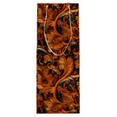  bruin zwart geslepen leer wijn cadeautas (Achterkant)