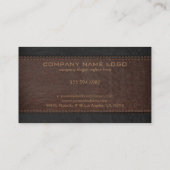 Bruin & zwart gestikt lederen textuur visitekaartje (Achterkant)