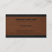 Bruin Zwart Gestikt Leren Textuur Aangepaste Tekst Visitekaartje (Achterkant)