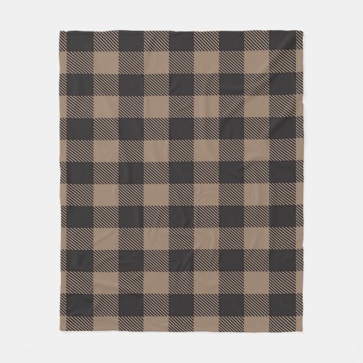 Bruin Zwart Gingham Buffalo Plaid Boerderij Fleece Deken (Voorkant)