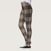 Bruin Zwart Gingham Buffalo Plaid Boerderij Leggings (Links)