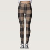 Bruin Zwart Gingham Buffalo Plaid Boerderij Leggings (Voorkant)