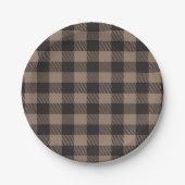 Bruin Zwart Gingham Buffalo Plaid Boerderij Papieren Bordje (Voorkant)