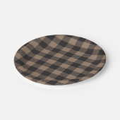 Bruin Zwart Gingham Buffalo Plaid Boerderij Papieren Bordje (Gekanteld)