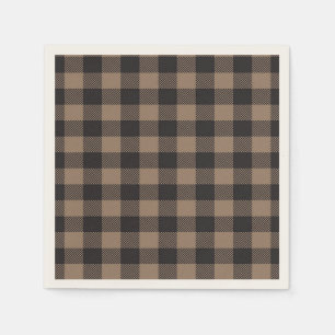 Bruin Zwart Gingham Buffalo Plaid Boerderij Servet