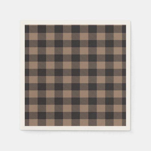 Bruin Zwart Gingham Buffalo Plaid Boerderij Servet (Voorkant)