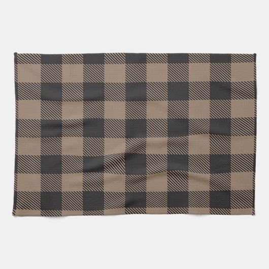 Bruin Zwart Gingham Buffalo Plaid Boerderij Theedoek (Horizontaal)