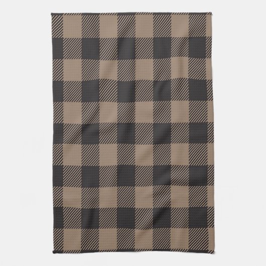 Bruin Zwart Gingham Buffalo Plaid Boerderij Theedoek (Verticaal)