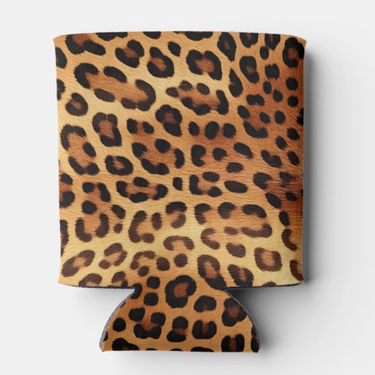 Bruin Zwart Gouden Luipaard Print Blikjeskoeler (Achterkant)