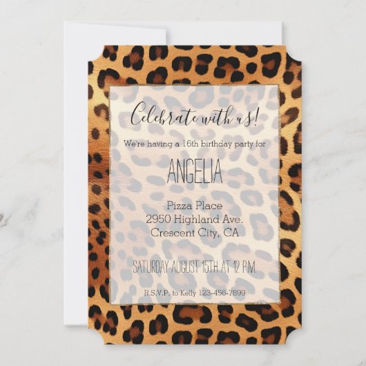 Bruin Zwart Gouden Luipaard Print Kaart (Voorkant)