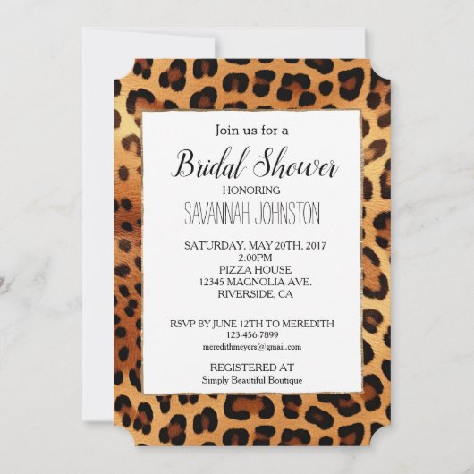 Bruin Zwart Gouden Luipaard Print Kaart (Voorkant)