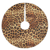 Bruin Zwart Gouden Luipaard Print Kerstboom Rok (Voorkant)